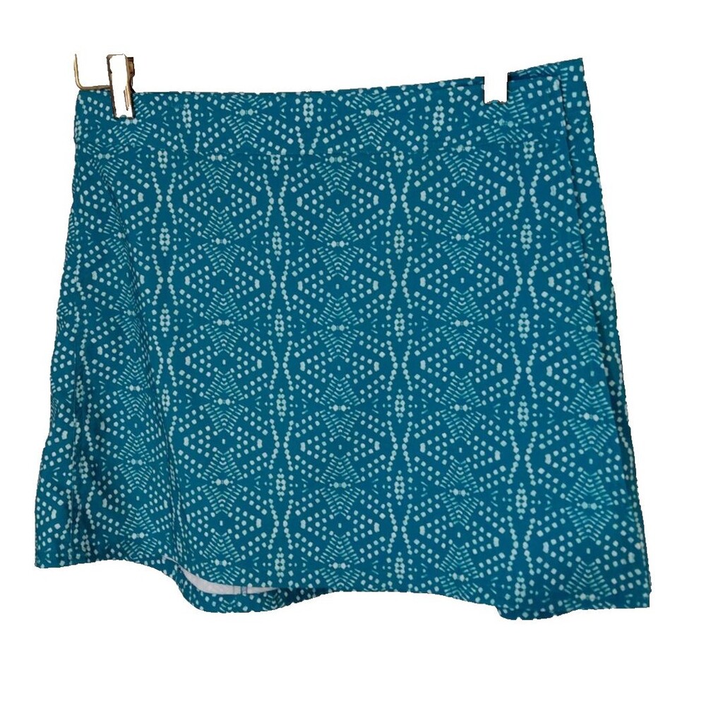 RipSkirt Hawaii Skirt Womens M Teal White Geometric Wrap Beach Travel Quick Dry